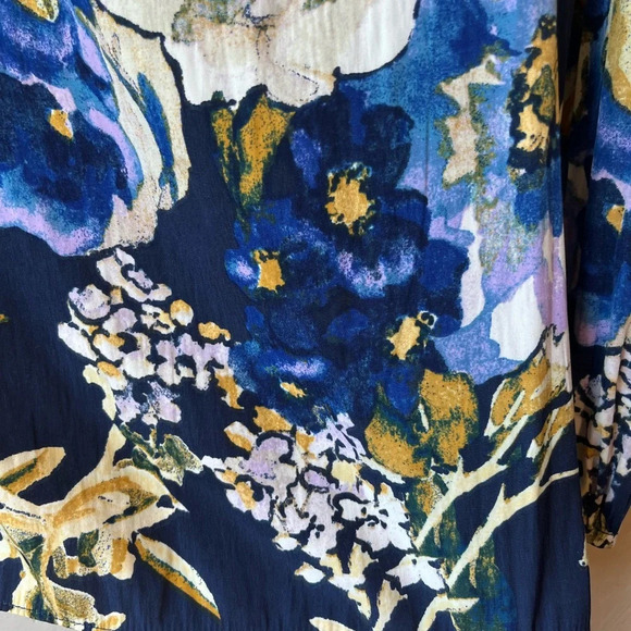 Chicos floral peasant boho loose watercolor Lagenlook cottage core work teacher - Picture 6 of 9